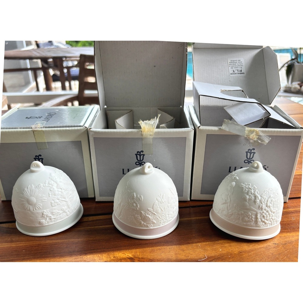 Lladró Seasonal Bells Set Spring Summer Fall 7613 7614 17615 w Boxes